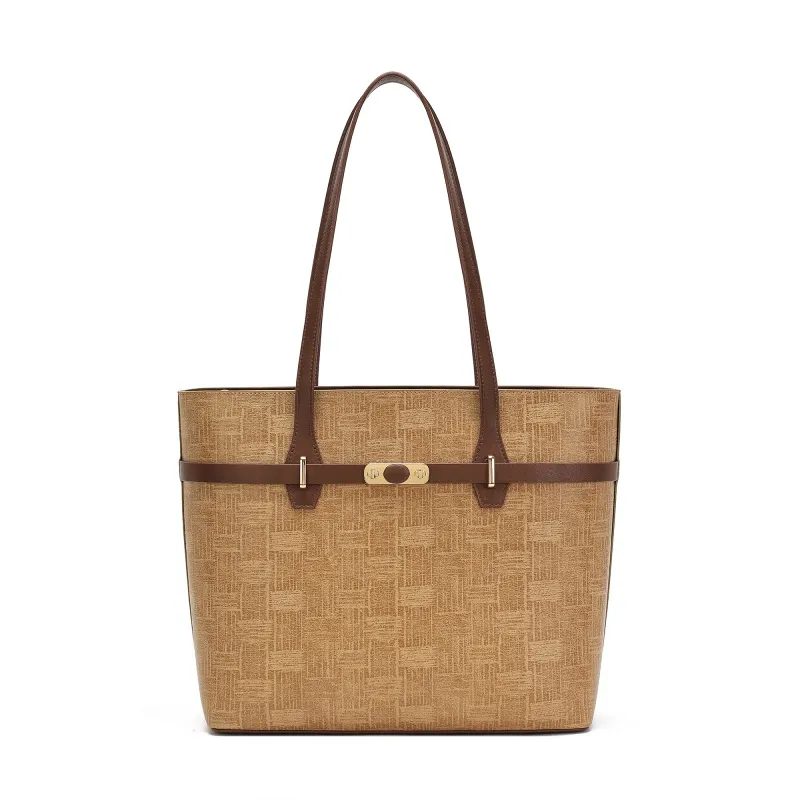 Erittäin suuri kellanruskea nahkainen kantolaukku