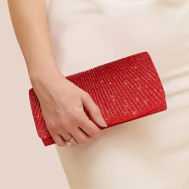 Punainen paljetti Party Clutch kukkarot Naisten iltalaukku ketjuhihnalla